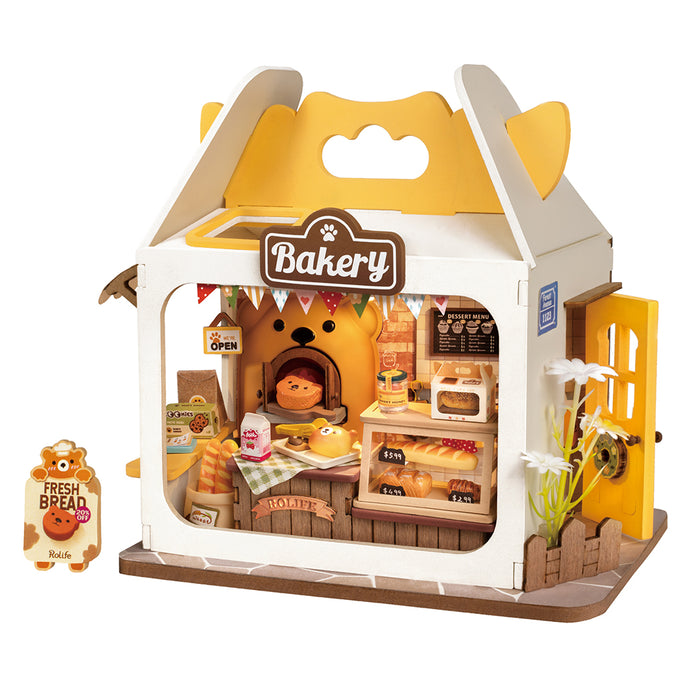 Puzzle in 3d che riproduce in miniatura una bakery all'interno di una lunch box
