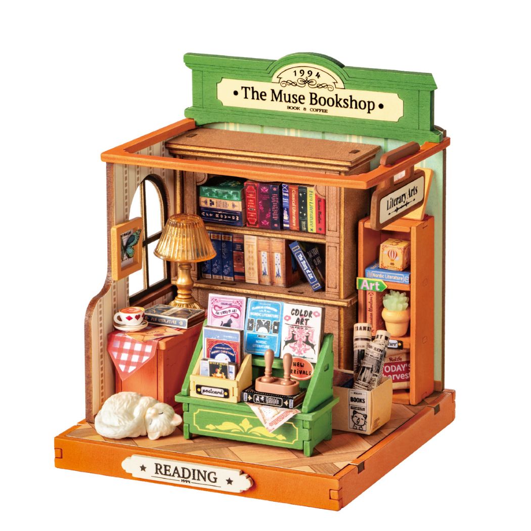 Puzzle in 3d che riproduce in miniatura una piccola libreria.