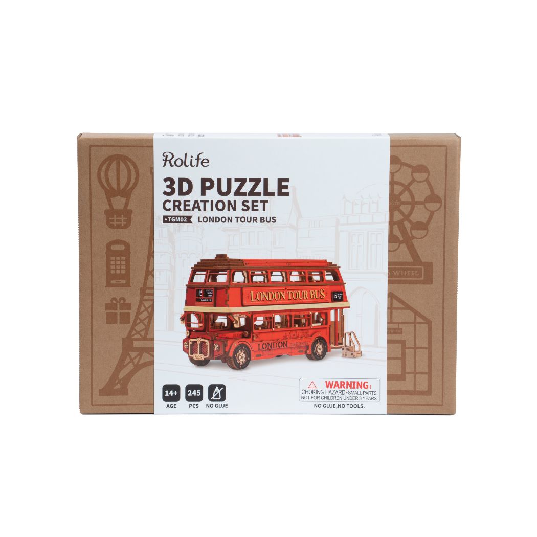 Puzzle in 3d che riproduce in miniatura il tipico bus londinese.