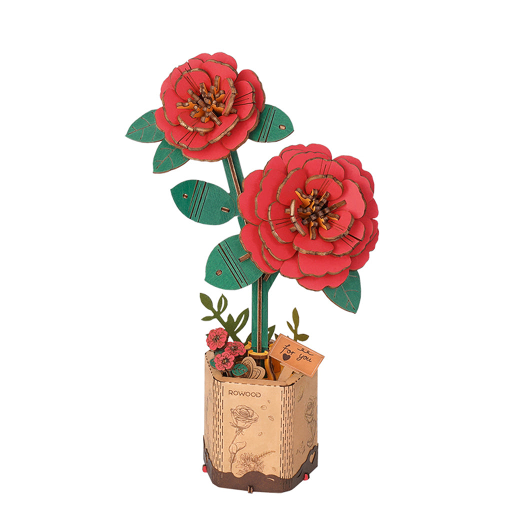 Puzzle in 3d Fiore Camelia Rossa.  Ideale  per collezionisti e appassionati di modellismo e DIY.