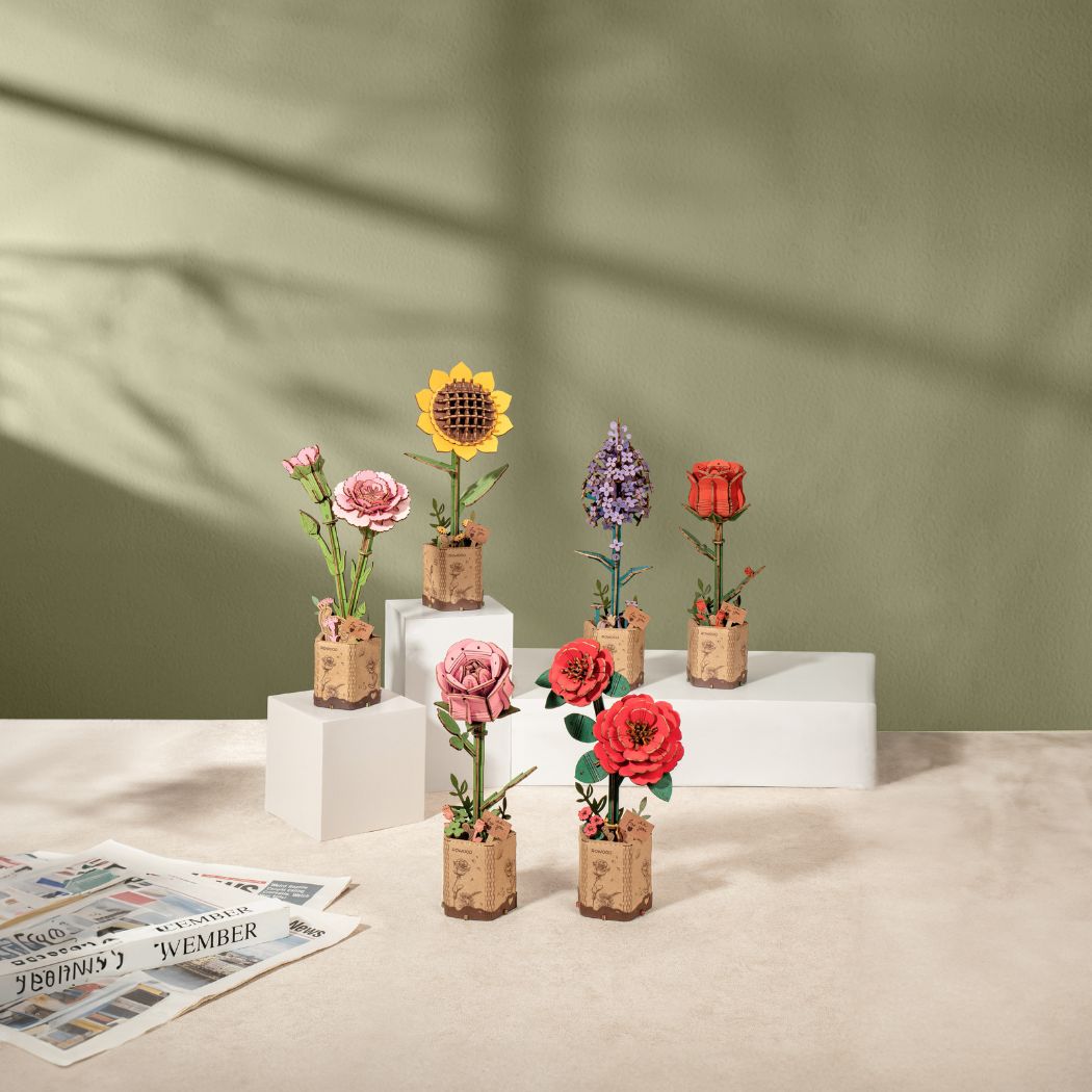 Puzzle in 3d che riproduce una rosa rossa.