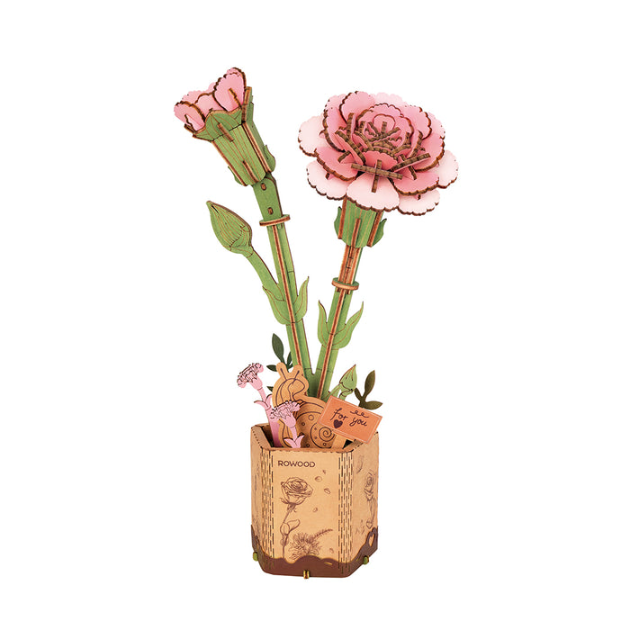 Puzzle in 3d Garofano Rosa.  Ideale  per collezionisti e appassionati di modellismo e DIY.
