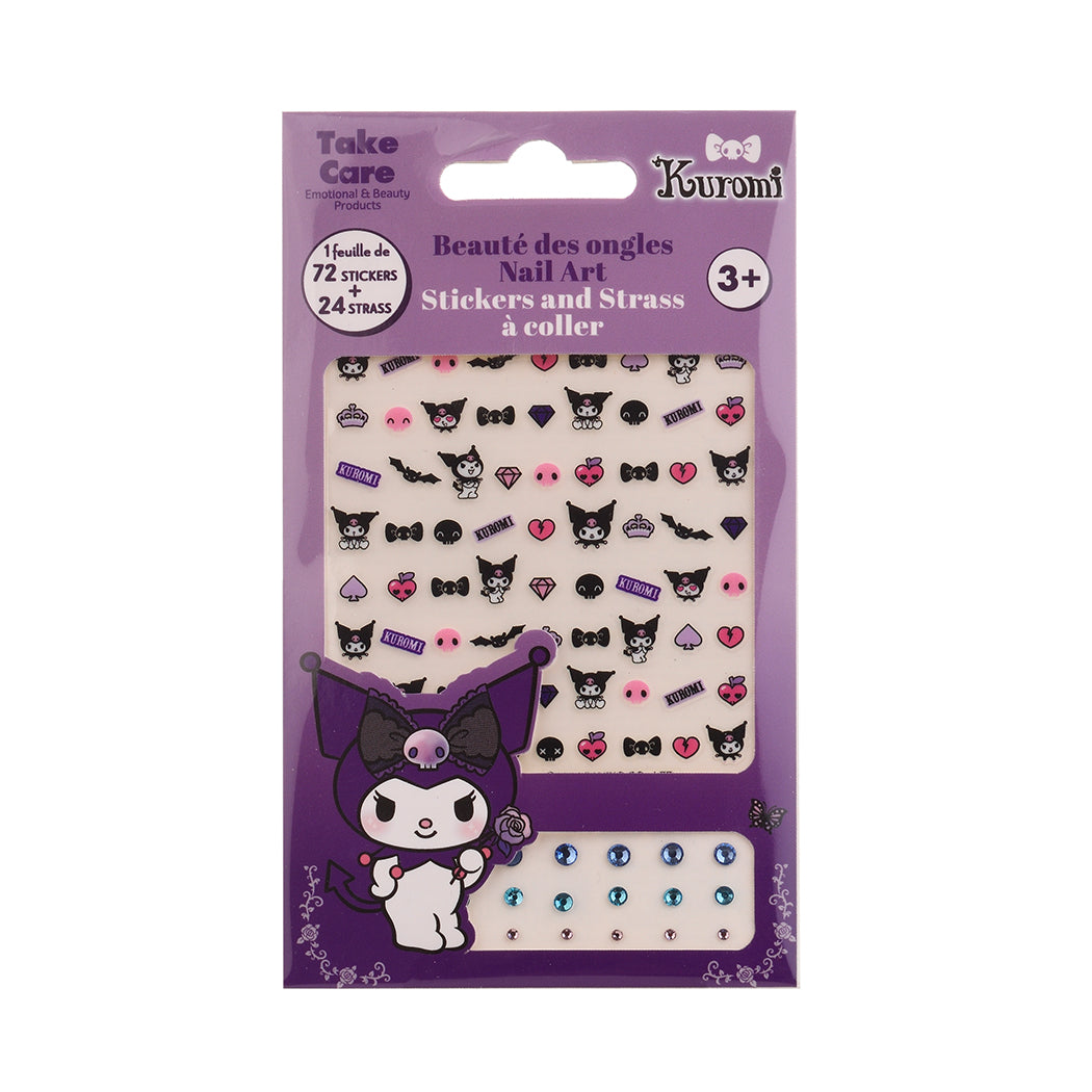 72 sticker e 24 strass per manicure di Kuromi