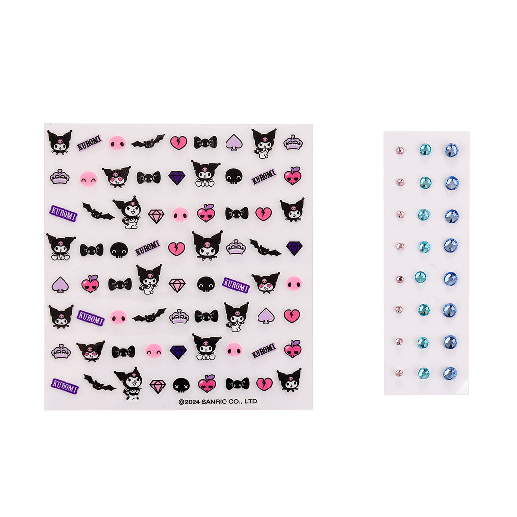72 sticker e 24 strass per manicure di Kuromi