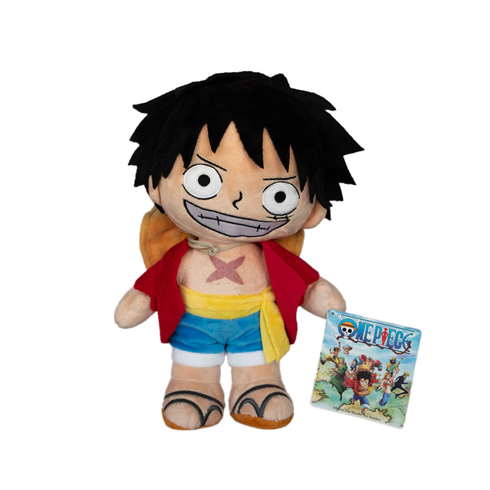 Plush del personaggio Luffy di One Piece.