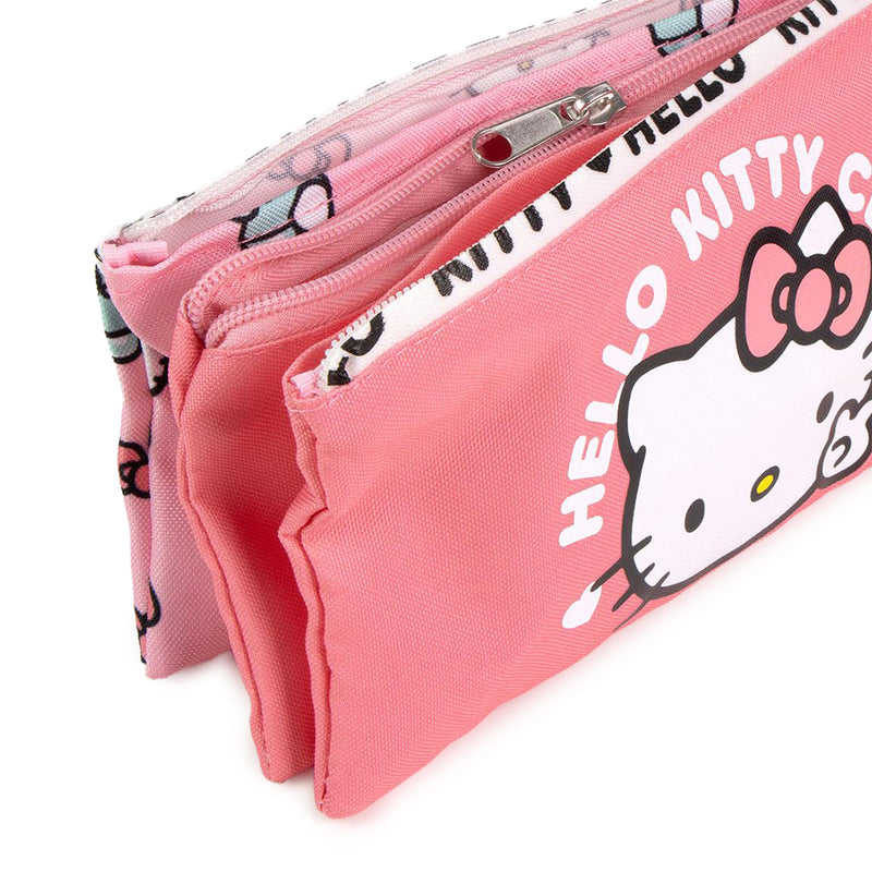 Astuccio a 3 scomparti di Hello Kitty con cerniere