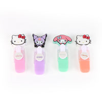 I personaggi più iconici di Sanrio in versione evidenziatore rosa, viola, arancio e verde, con pratico astuccio contenitore
