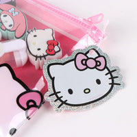 I personaggi più iconici di Sanrio in versione evidenziatore rosa, viola, arancio e verde, con pratico astuccio contenitore