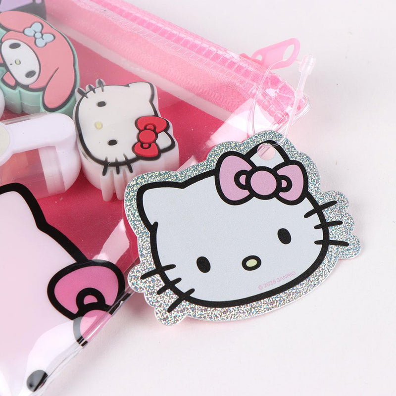 I personaggi più iconici di Sanrio in versione evidenziatore rosa, viola, arancio e verde, con pratico astuccio contenitore