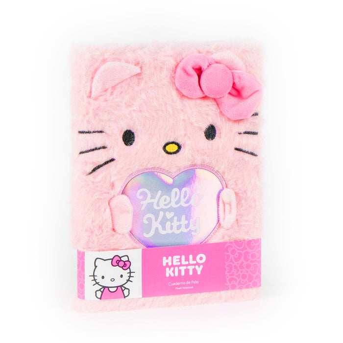 Quaderno di Hello Kitty in formato A5 con copertina pelosa. 96 pagine a righe