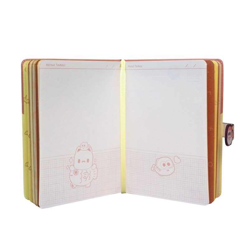 Notebook formato B6 con copertina soft touch e chiusura magnetica. Le pagine all'interno hanno diversi template per organizzare al meglio i contenuti.