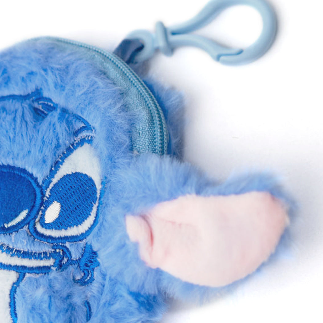 Portamonete celeste in peluche di Stitch.