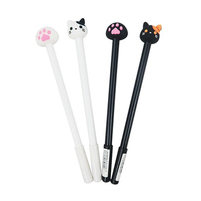 Penna gel ad inchiostro nero con gattino kawaii.La penna è disponibile con gattino nero, con gattino bianco, con zampetta nera e con zappetta bianca.