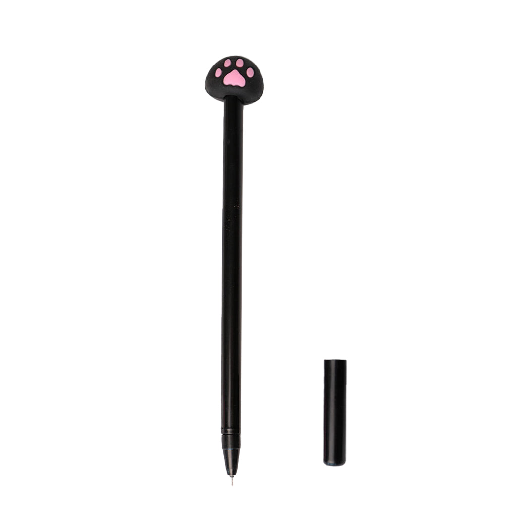 Penna gel ad inchiostro nero con gattino kawaii.La penna è disponibile con gattino nero, con gattino bianco, con zampetta nera e con zappetta bianca.