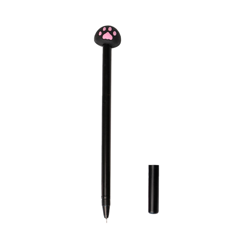 Penna gel ad inchiostro nero con gattino kawaii.La penna è disponibile con gattino nero, con gattino bianco, con zampetta nera e con zappetta bianca.