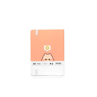 Piccolo Notebook con copertina rigida e chiusura ad elastico. Formato a A6 con pagine  a righe