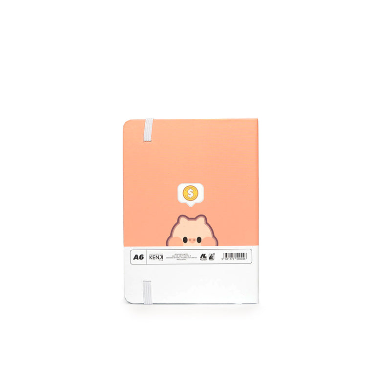 Piccolo Notebook con copertina rigida e chiusura ad elastico. Formato a A6 con pagine  a righe