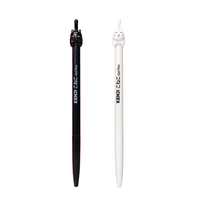 Penna gel a scatto con inchiostro nero e gattino sul tappo.