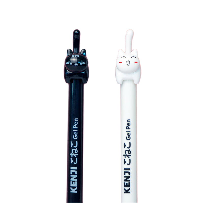 Penna gel a scatto con inchiostro nero e gattino sul tappo.