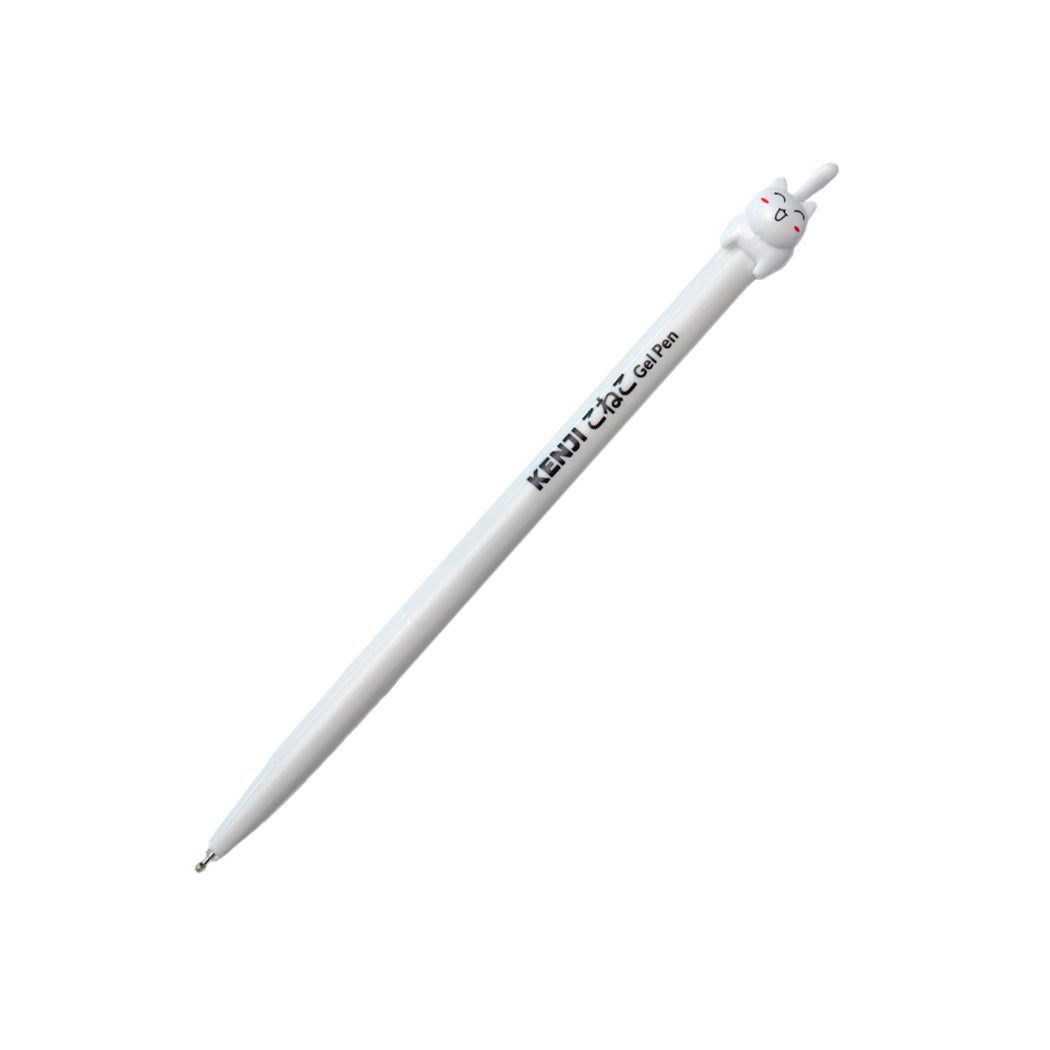 Penna gel a scatto con inchiostro nero e gattino sul tappo.