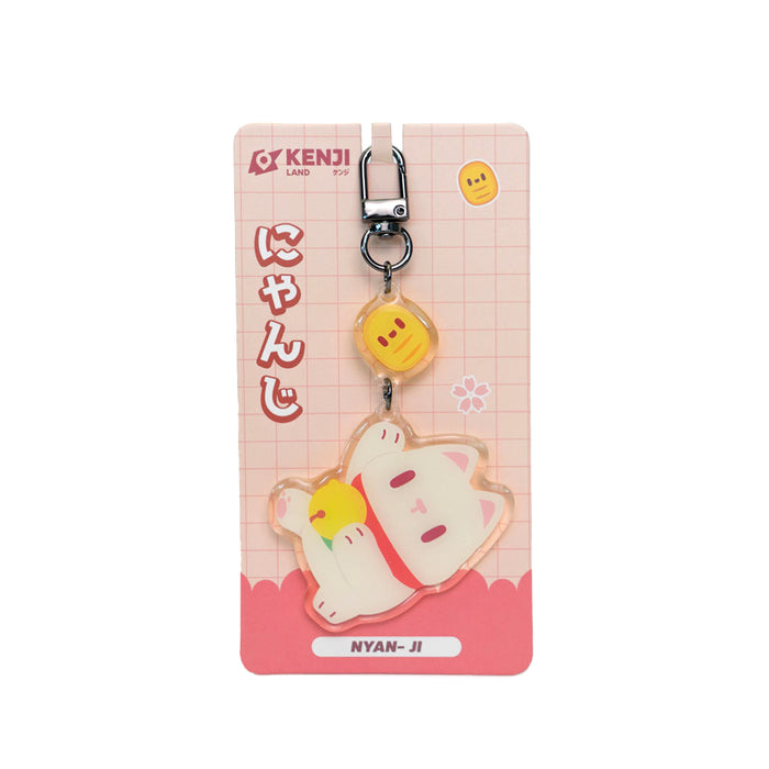 Simpatico portachiavi a forma di Maneki Neko in acrilico.