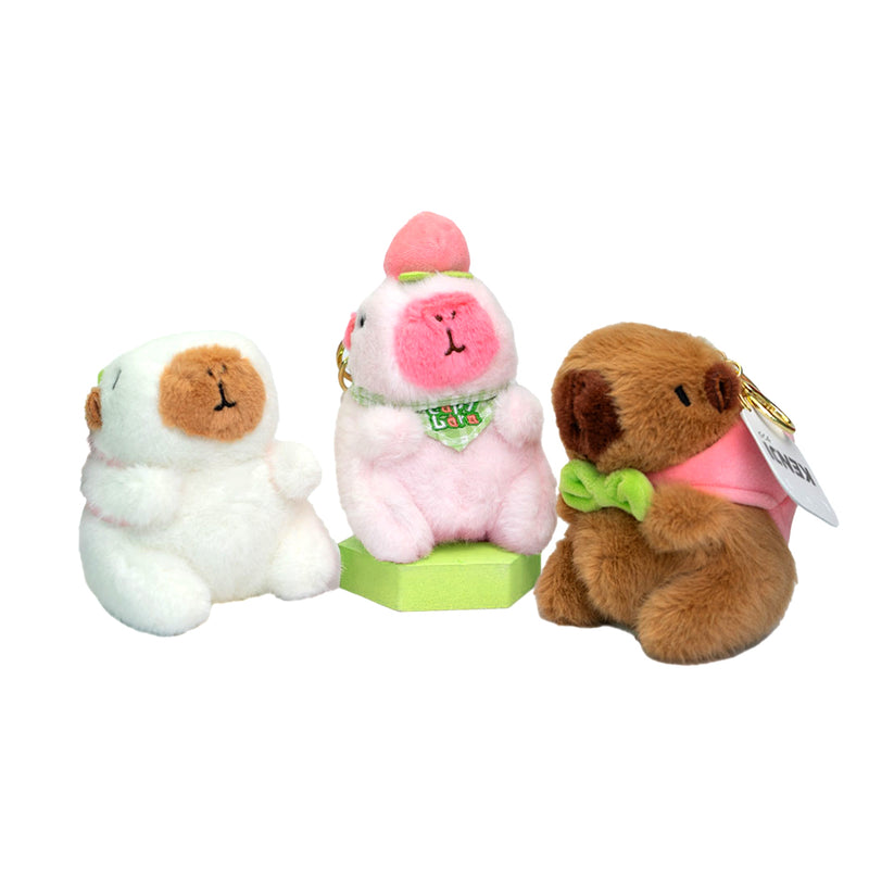 Portachiavi capibara  in peluche super soffice disponibile nelle varianti: rosa, bianco e marrone.
