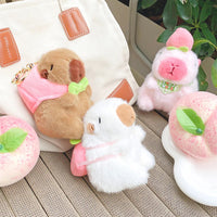 Portachiavi capibara  in peluche super soffice disponibile nelle varianti: rosa, bianco e marrone.