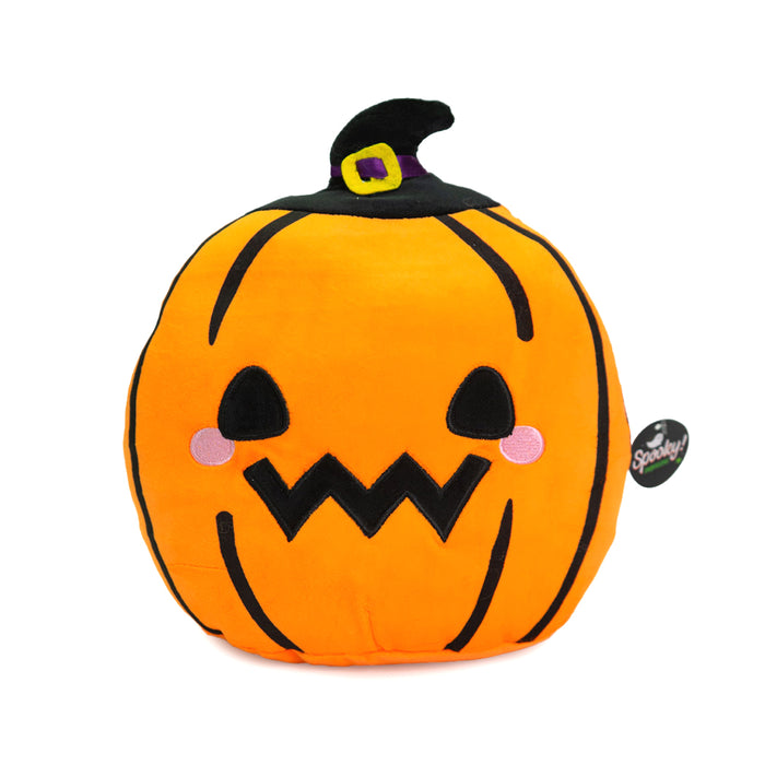 Peluche super squishy a forma di zucca. Puoi utilizzarlo come cuscino per decorare la tua casa a tema Halloween.