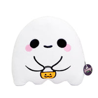 Peluche super squishy a forma di fantasmino. Puoi utilizzarlo come cuscino per decorare la tua casa a tema Halloween.