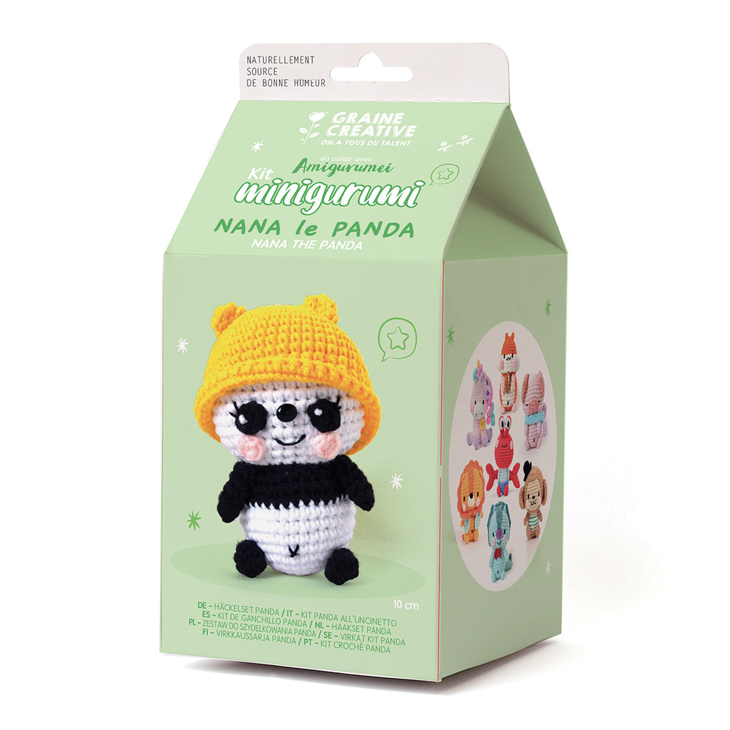 Kit completo per realizzare un grazioso panda all'uncinetto.