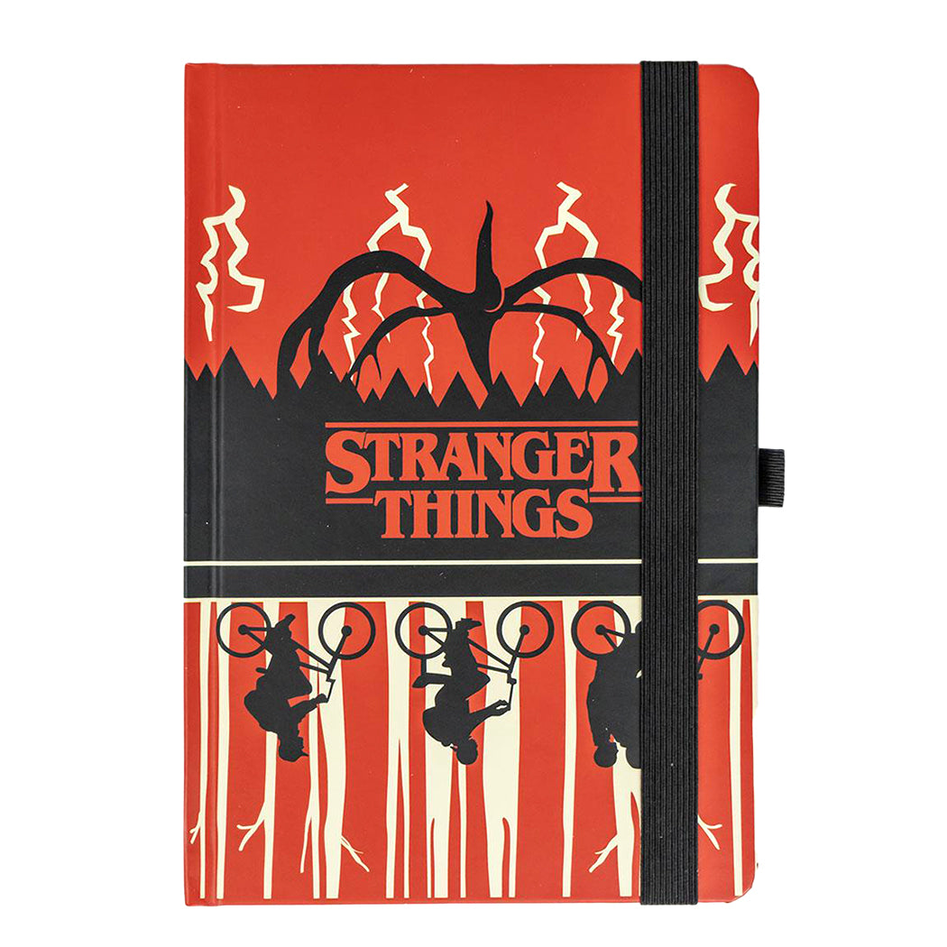 Set di scrittura Stranger Things con penna a scatto con inchiostro nero e un tacquino con chiusa elastica ed alloggiamneto per la penna