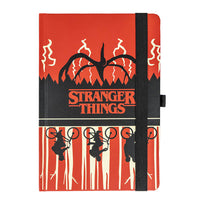 Set di scrittura Stranger Things con penna a scatto con inchiostro nero e un tacquino con chiusa elastica ed alloggiamneto per la penna