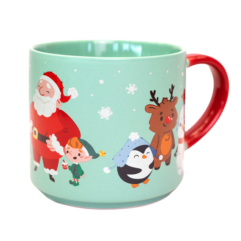 Tazza natalizia in ceramica con motivo natalizio.