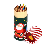 Mini astuccio con motivo natalizio contenente 12 matite colorate.