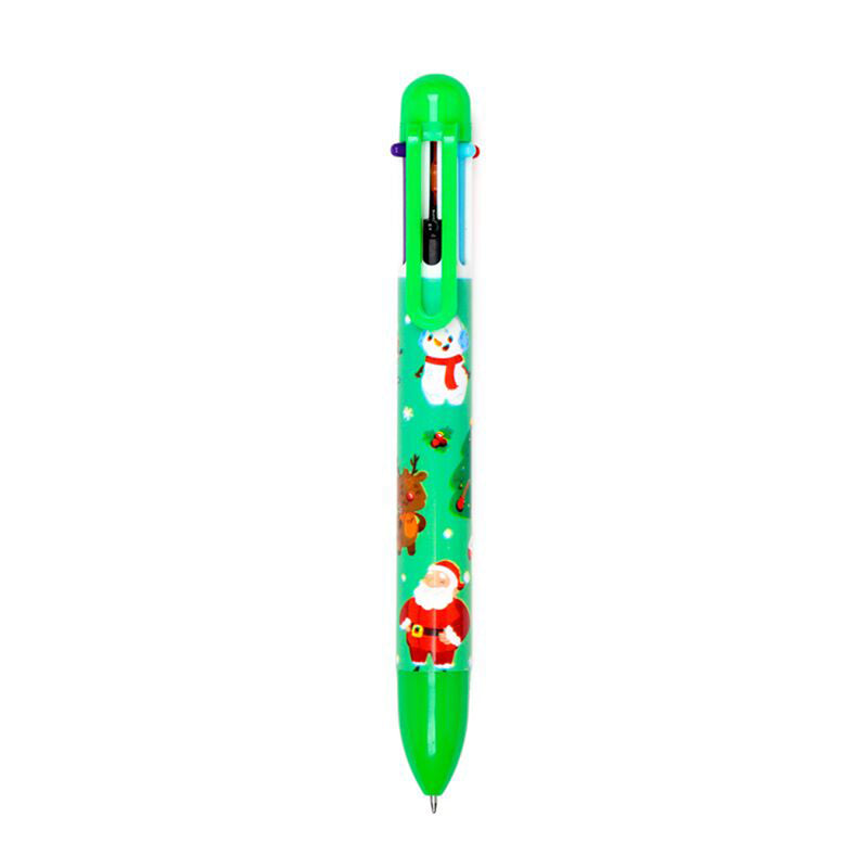 Penna multicolor di Natale con 6 colori.
Scrive in nero, celeste, rosso, arancio,verde e blu.