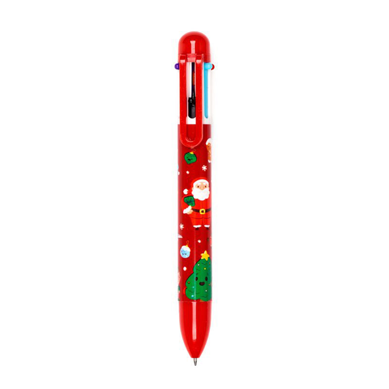 Penna multicolor di Natale con 6 colori.
Scrive in nero, celeste, rosso, arancio,verde e blu.