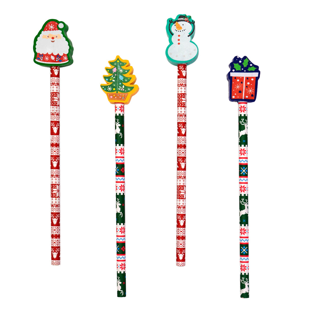 Matita HB con gomma removibile dal motivo natalizio. E' disponibile in 4 varianti: con pacco regalo, con pupazzo di neve, con albero di Natale, con Babbo Natale.