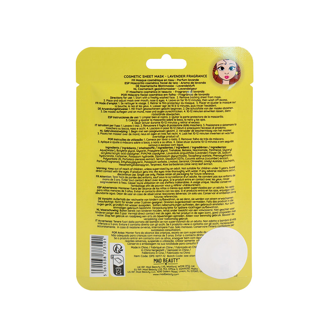 Maschera per il viso in tessuto della principessa Belle alla lavanda