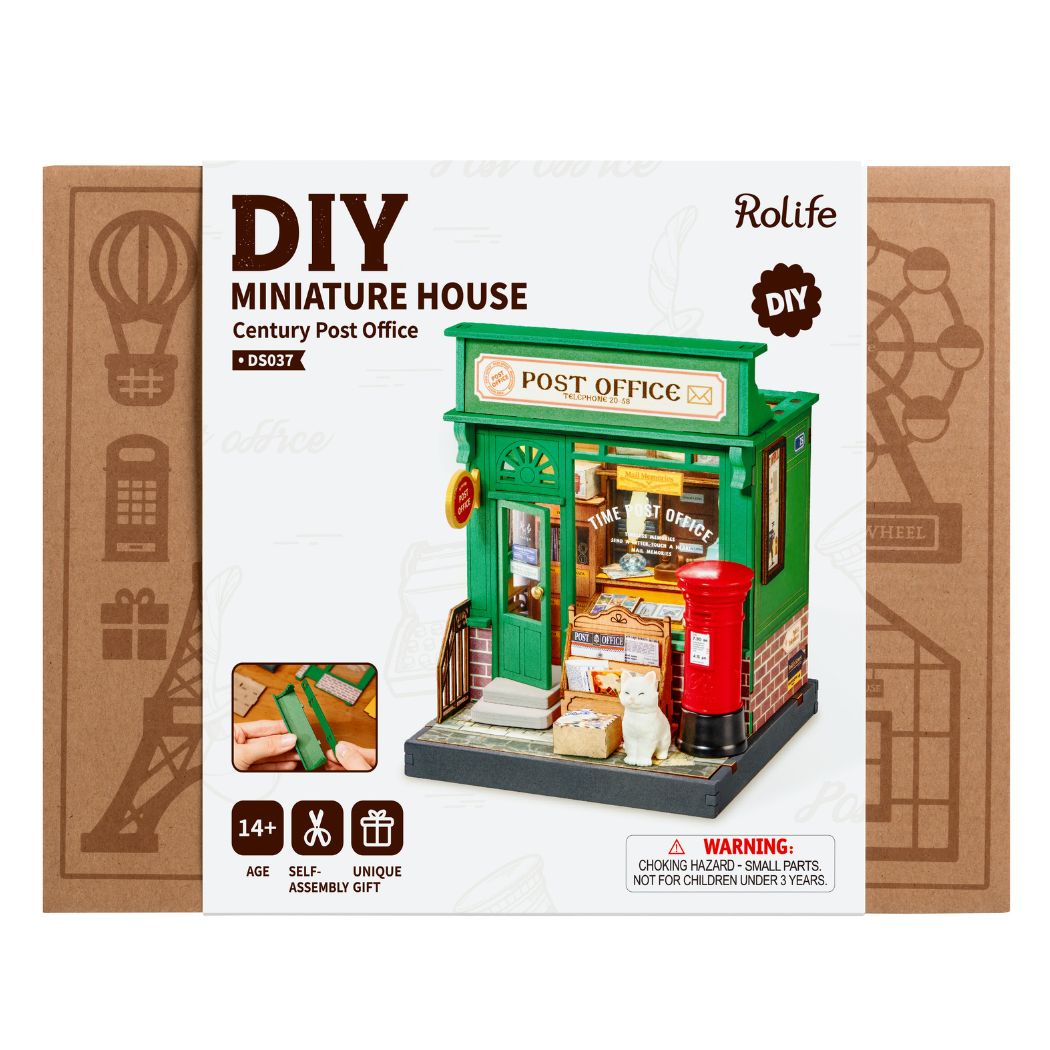 Puzzle in 3d che riproduce in miniatura un ufficio postale dei primi del 900.