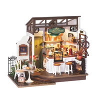 Puzzle in 3d che riproduce in miniatura la scena in un piccolo caffè