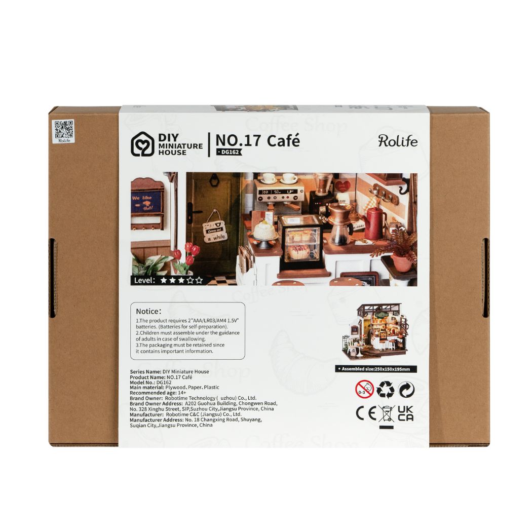 Puzzle in 3d che riproduce in miniatura la scena in un piccolo caffè