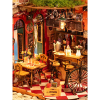 Puzzle in 3d che riproduce in miniatura un grazioso bar dall'atmosfera vintage