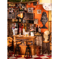 Puzzle in 3d che riproduce in miniatura un grazioso bar dall'atmosfera vintage