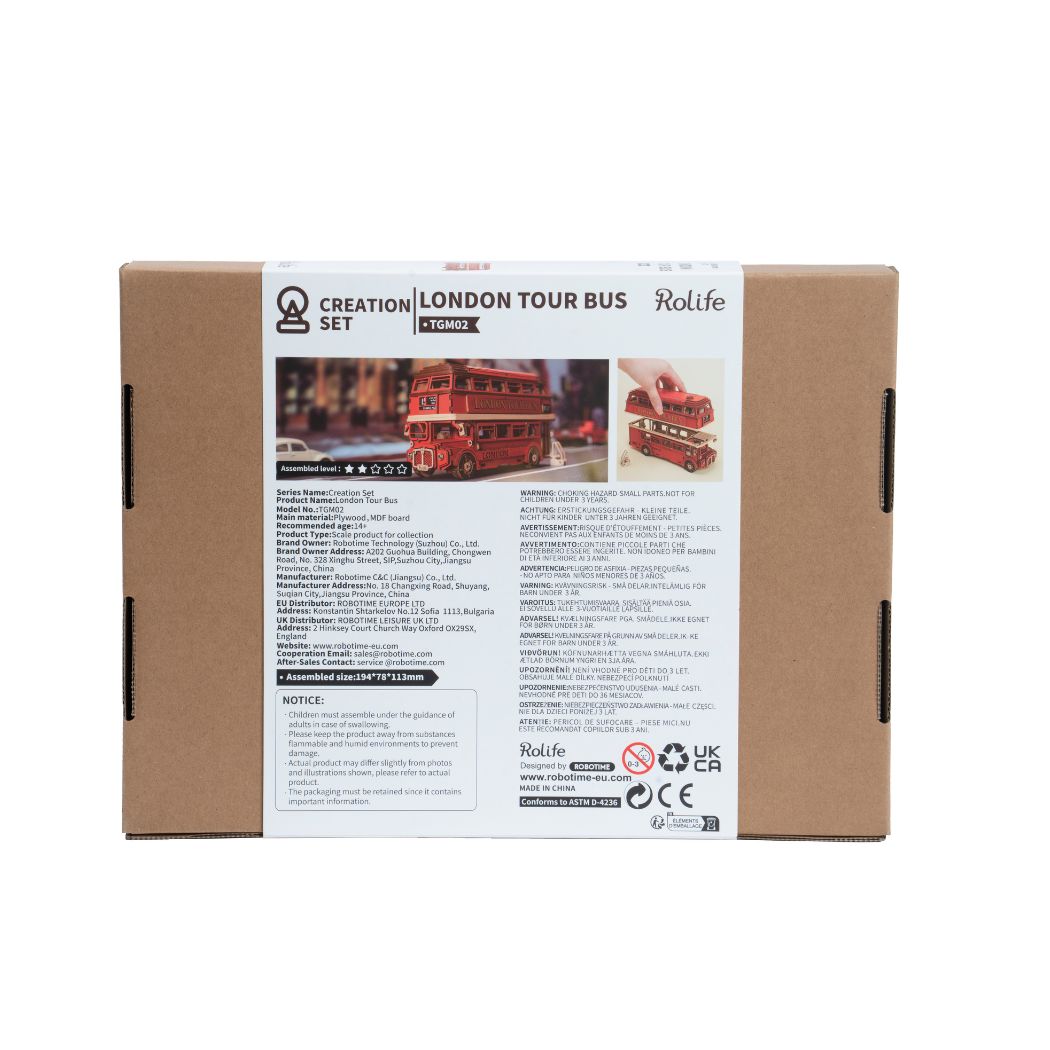 Puzzle in 3d che riproduce in miniatura il tipico bus londinese.