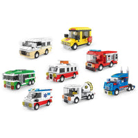 Mattoncini colorati per formare un veicolo da città