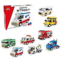 Mattoncini colorati per formare un veicolo da città