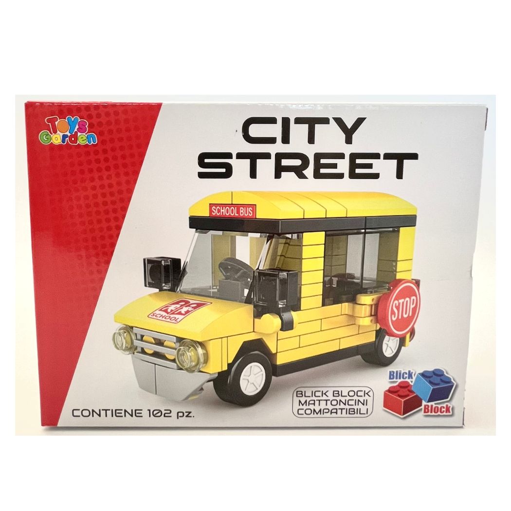 Mattoncini colorati per formare un veicolo da città