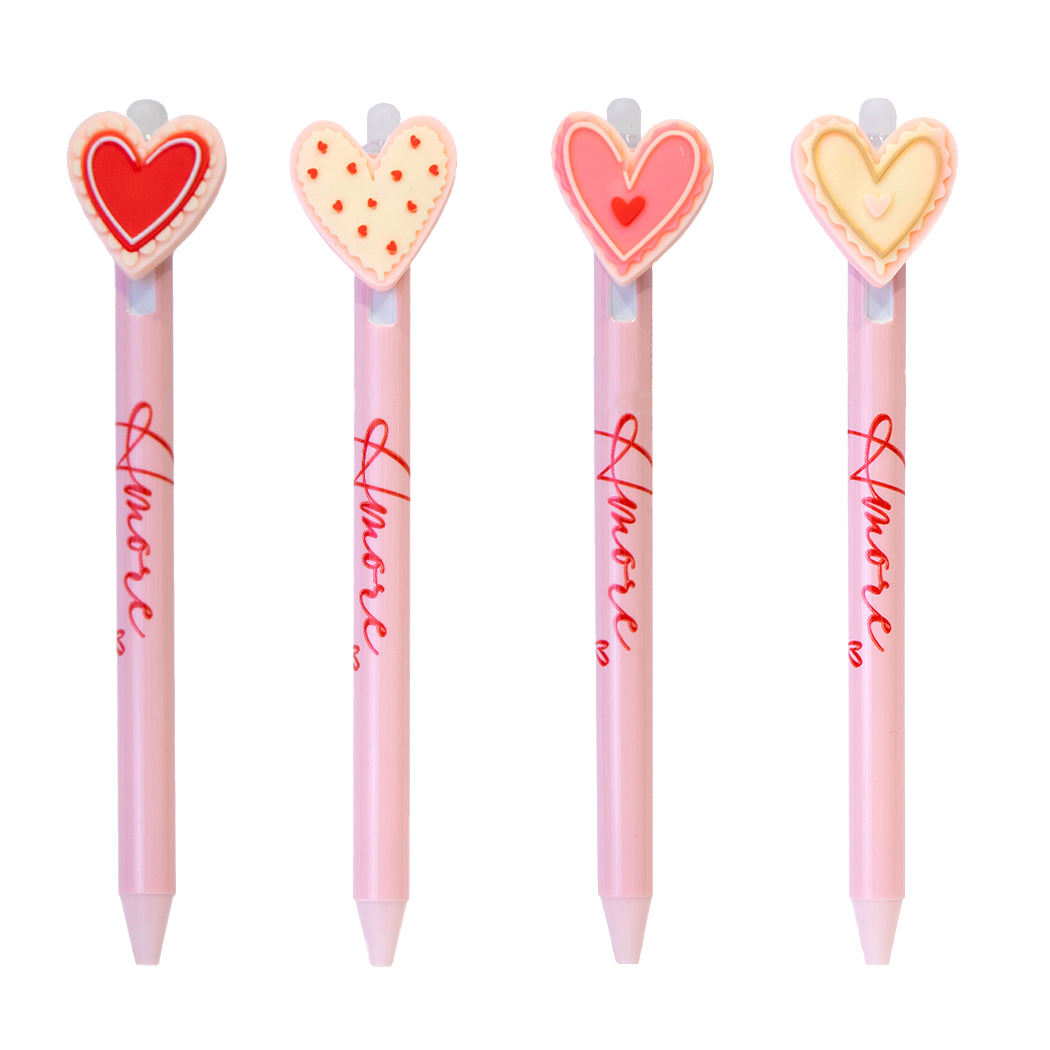 Penna a scatto con cuore con inchiostro blu cancellabile