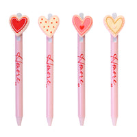 Penna a scatto con cuore con inchiostro blu cancellabile