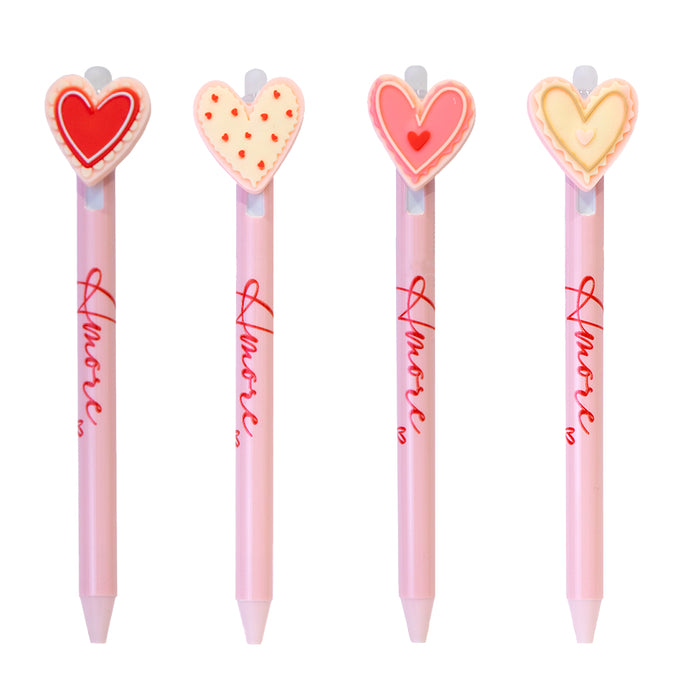 Penna a scatto con cuore con inchiostro blu cancellabile
